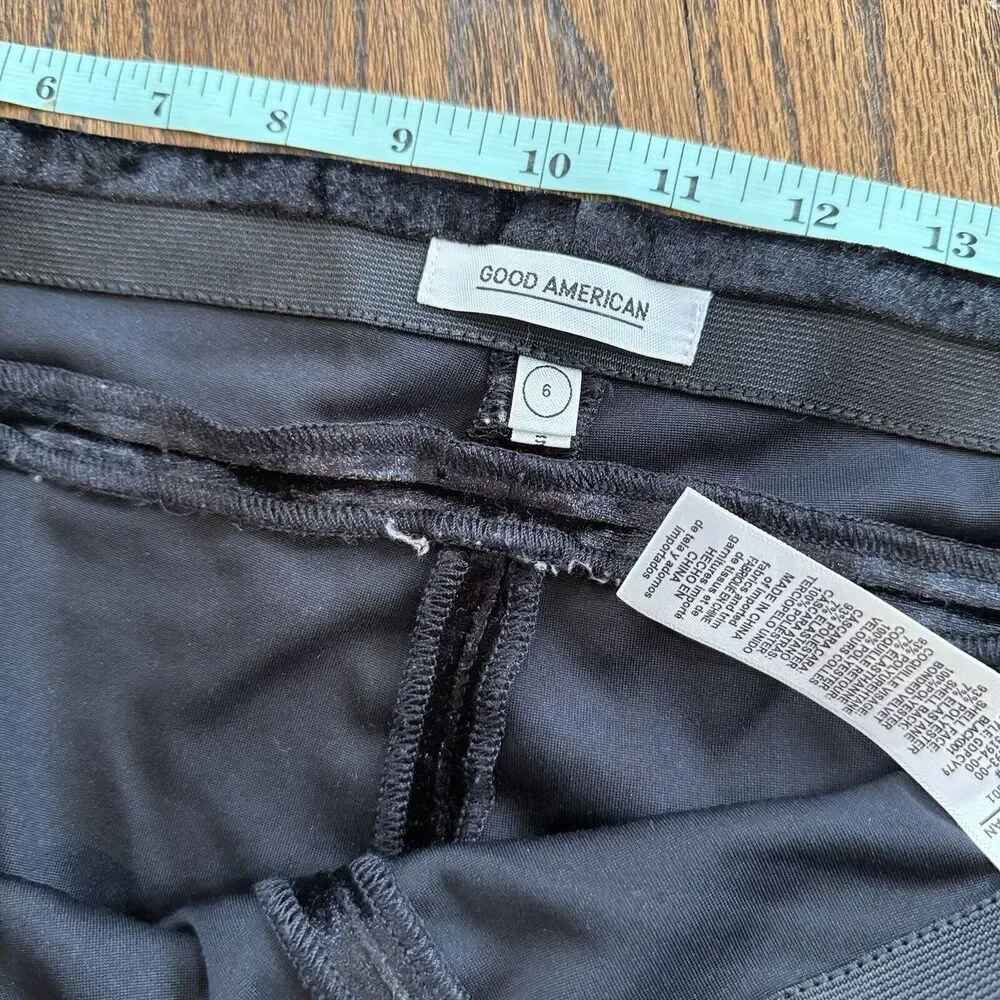 Good American Black Velour Pants Disco Boss Skinny Womens 2XL 6 Velvet 1615 NWOT - Picture 7 of 11